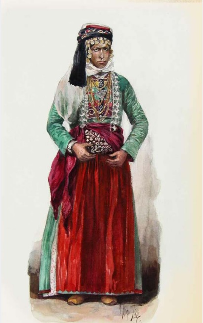 Гравюра с изображением грузинской езидки в Кавказском музее в Тбилиси; Автор: Макс Тильке